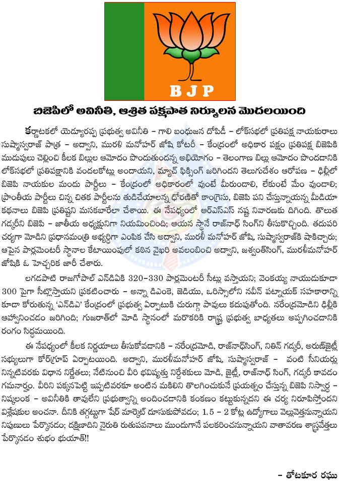 bjp,bharatiya janata party,corruption,anty corruption force in bjp,pawan kalyan,modi,yaddurappa,karnataka,venkayya naidu,seemandhra,telangana,bjp politics  bjp, bharatiya janata party, corruption, anty corruption force in bjp, pawan kalyan, modi, yaddurappa, karnataka, venkayya naidu, seemandhra, telangana, bjp politics